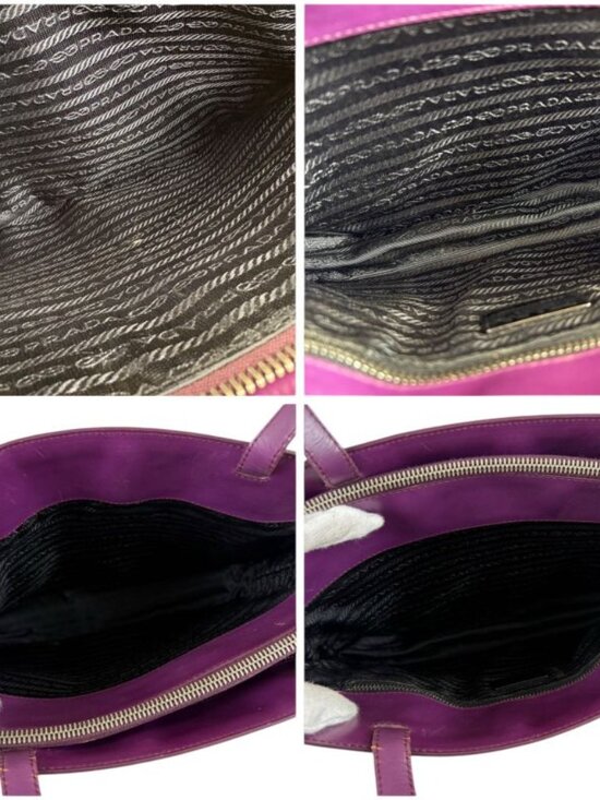 Prada Shoulder Bag Tote Purple Vitello Leather - Picture 8 of 13